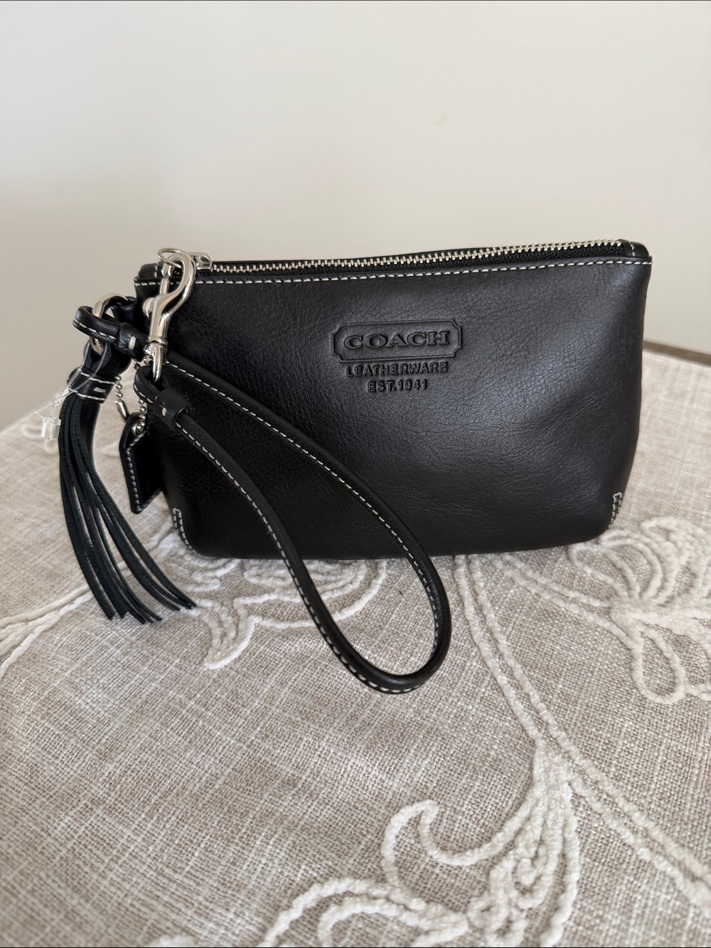 Coach New Without Tags Soft Black Leather Ware Wristlet